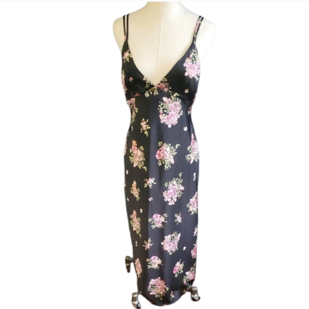 Zara Black Slip Dress with Pink Floral Design - Picture 12 of 12